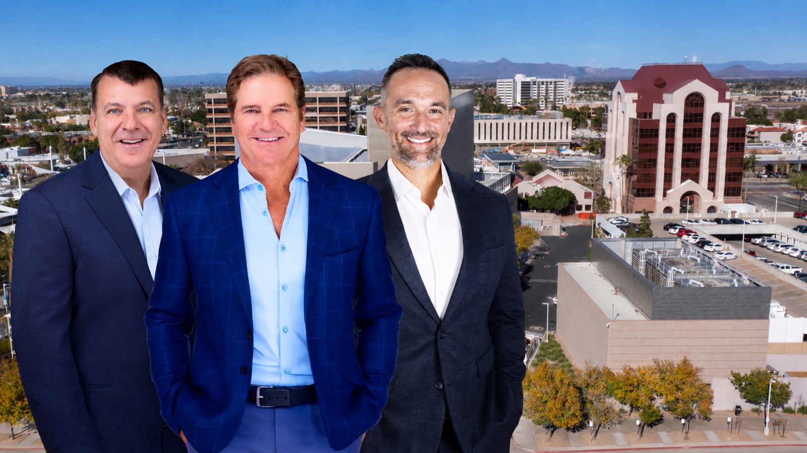 Wade & Nysather attorneys with an aerial view of Mesa, Arizona