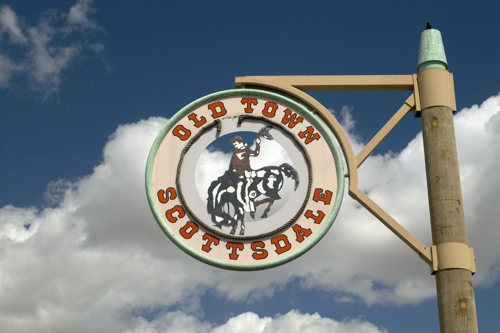 Old Town Scottsdale sign against a blue sky in Scottsdale, Arizona